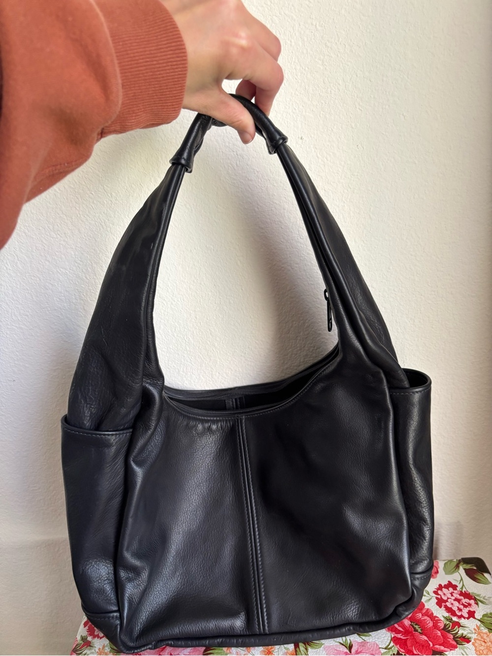 Vintage Dry Creek Leather Black Hobo Shoulder Bag